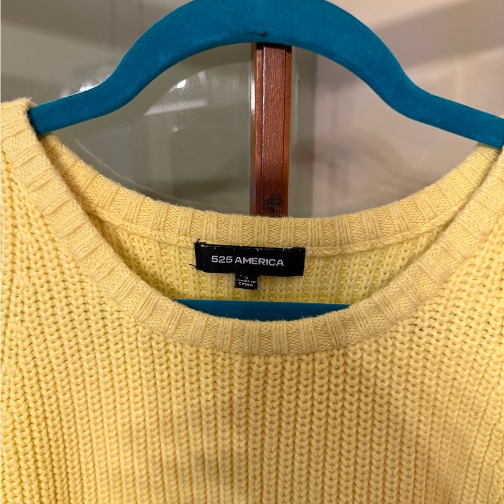 525 America Sunny Yellow Cable Knit Tank Top - Size Small - Picture 2 of 4